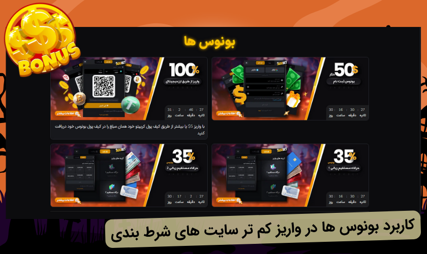 بونوس های سایت شرط بندی با واریز کم